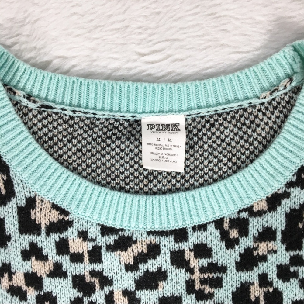 VS PINK ~ Mint Leopard Print Oversized Sweater - Picture 3 of 8